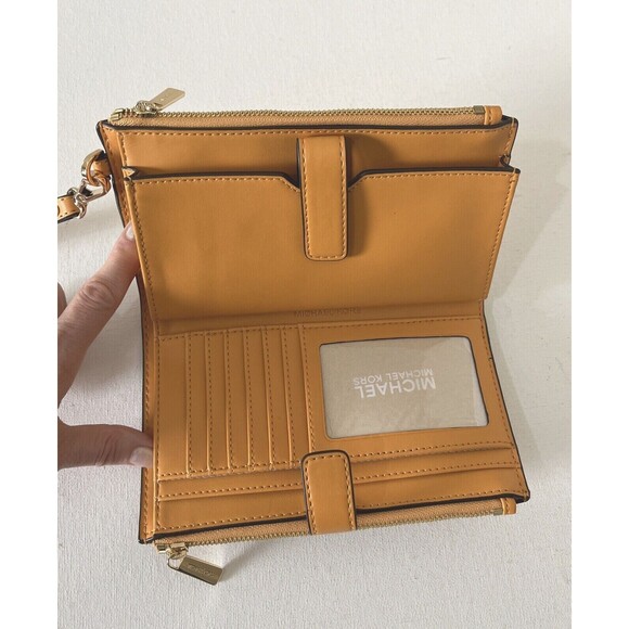 New Michael Kors Jet Set Travel Double Zip Wristlet Wallet Honeycomb Multi - Picture 7 of 7